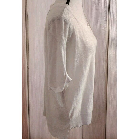 Eileen Fisher Blouse Size M Cream Ivory Low/High Hem Linen/Cotton - Picture 3 of 10